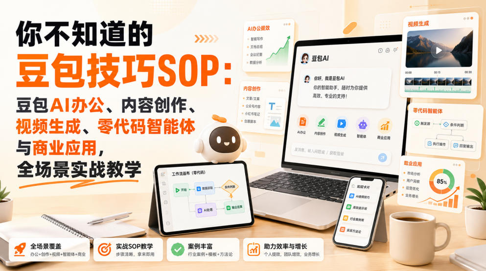 你不知道的豆包技巧SOP:豆包AI办公、内容创作、视频生成、零代码智能体与商业应用,全场景实战教学网络赚钱,项目资源网,副业资源网,兼职项目,网赚课程-副业赚钱-互联网创业-独家轻创IP大圣网创