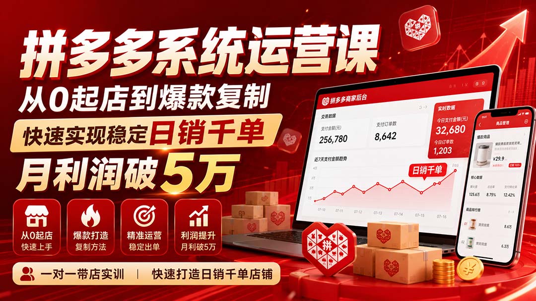 拼多多系统运营课(更新8月网络赚钱,项目资源网,副业资源网,兼职项目,网赚课程-副业赚钱-互联网创业-独家轻创IP大圣网创