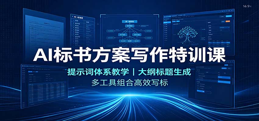 AI标书方案写作特训课：提示词体系教学，大纲标题生成，多工具组合高效写标网络赚钱,项目资源网,副业资源网,兼职项目,网赚课程-副业赚钱-互联网创业-独家轻创IP大圣网创