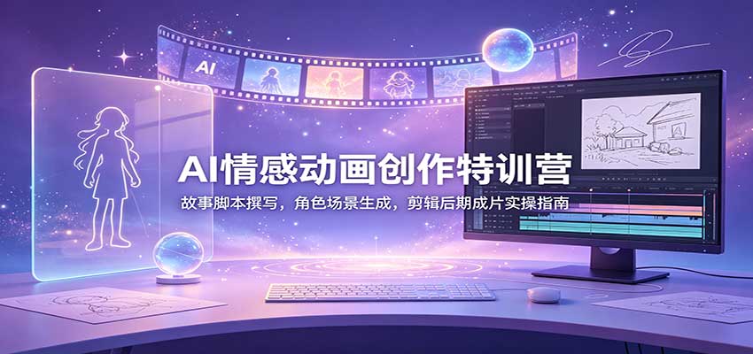 AI情感动画创作特训营：故事脚本撰写，角色场景生成，剪辑后期成片实操指南网络赚钱,项目资源网,副业资源网,兼职项目,网赚课程-副业赚钱-互联网创业-独家轻创IP大圣网创