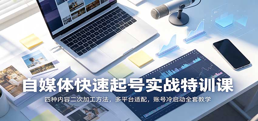自媒体快速起号实战特训课:四种内容二次加工方法,多平台适配,账号冷启动全套教学网络赚钱,项目资源网,副业资源网,兼职项目,网赚课程-副业赚钱-互联网创业-独家轻创IP大圣网创