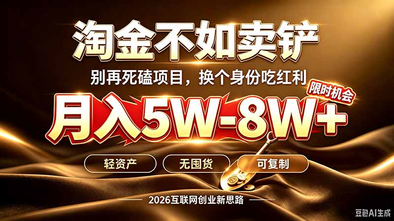 别再傻乎乎埋头跑项目!互联网真正赚钱逻辑:做卖铲人,拒绝当韭菜,逆风翻盘月入5-8W+网络赚钱,项目资源网,副业资源网,兼职项目,网赚课程-副业赚钱-互联网创业-独家轻创IP大圣网创