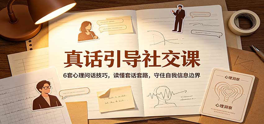 真话引导社交课:6套心理问话技巧,读懂套话套路,守住自我信息边界网络赚钱,项目资源网,副业资源网,兼职项目,网赚课程-副业赚钱-互联网创业-独家轻创IP大圣网创