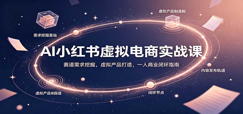 AI小红书虚拟电商实战课:赛道需求挖掘,虚拟产品打造,一人商业闭环指南网络赚钱,项目资源网,副业资源网,兼职项目,网赚课程-副业赚钱-互联网创业-独家轻创IP大圣网创