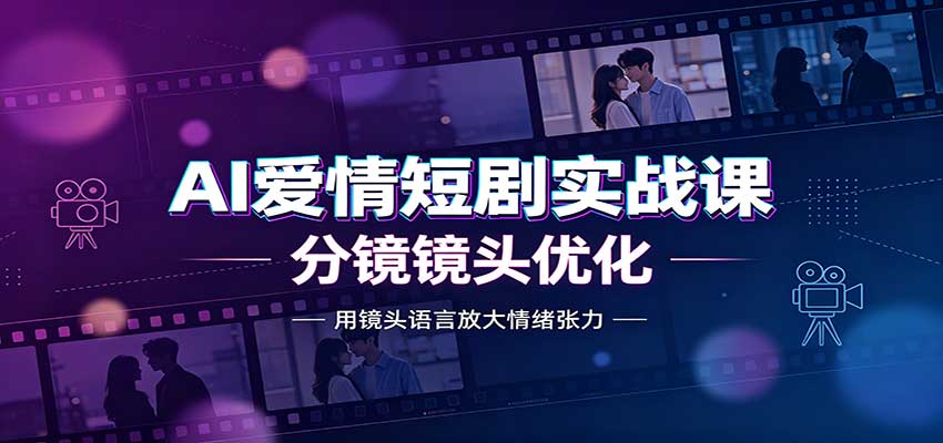 AI爱情短剧实战课:故事剧本创作,分镜镜头优化,智能体提示词网络赚钱,项目资源网,副业资源网,兼职项目,网赚课程-副业赚钱-互联网创业-独家轻创IP大圣网创