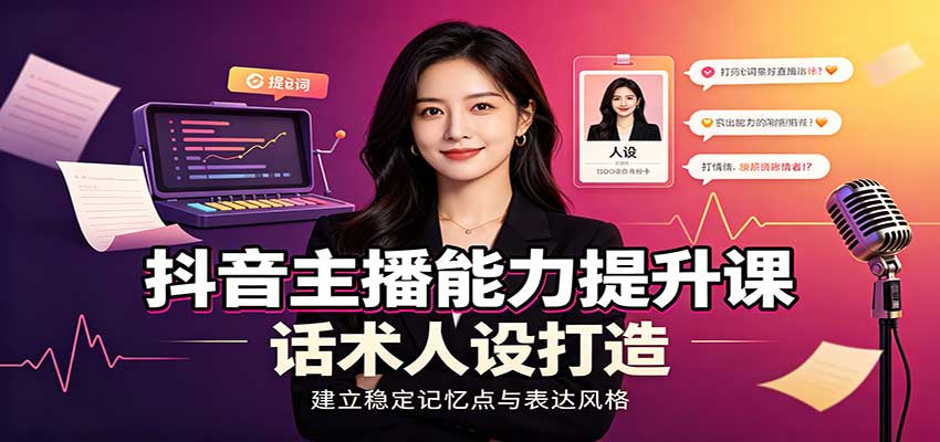 抖音主播能力提升课:账号底层逻辑,直播间搭建调试,话术人设打造全套教学网络赚钱,项目资源网,副业资源网,兼职项目,网赚课程-副业赚钱-互联网创业-独家轻创IP大圣网创