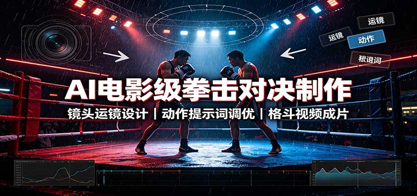 AI电影级拳击对决制作：镜头运镜设计，动作提示词调优，格斗视频成片网络赚钱,项目资源网,副业资源网,兼职项目,网赚课程-副业赚钱-互联网创业-独家轻创IP大圣网创