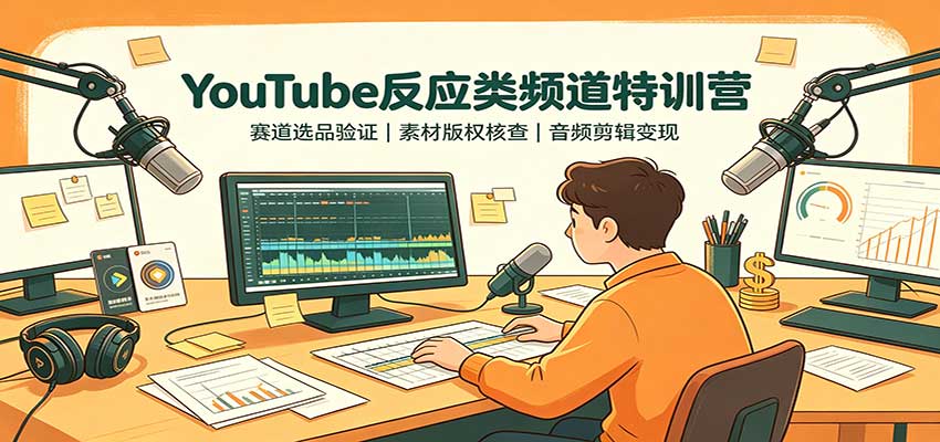 YouTube反应类频道特训营：赛道选品验证，素材版权核查，音频剪辑变现网络赚钱,项目资源网,副业资源网,兼职项目,网赚课程-副业赚钱-互联网创业-独家轻创IP大圣网创