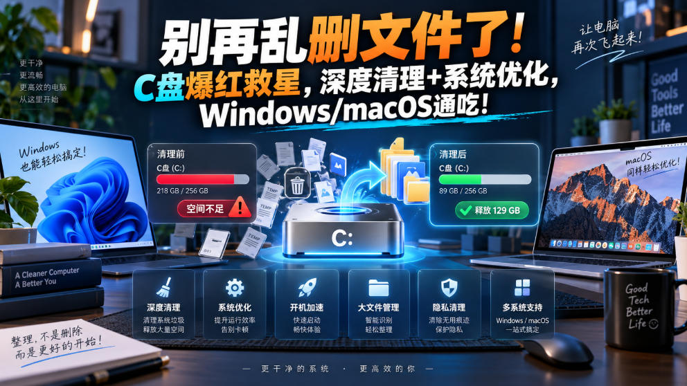 别再乱删文件了!C盘爆红救星,深度清理+系统优化,Windows/macOS通吃!网络赚钱,项目资源网,副业资源网,兼职项目,网赚课程-副业赚钱-互联网创业-独家轻创IP大圣网创