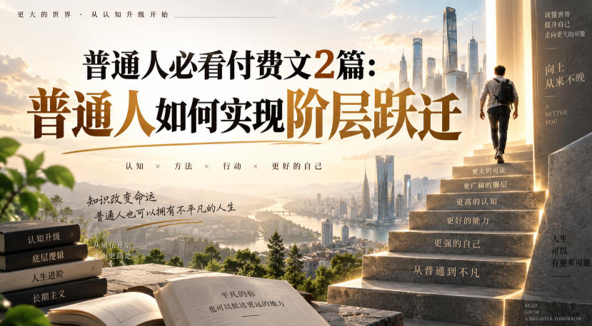 普通人必看付费文2篇:普通人如何实现阶层跃迁网络赚钱,项目资源网,副业资源网,兼职项目,网赚课程-副业赚钱-互联网创业-独家轻创IP大圣网创