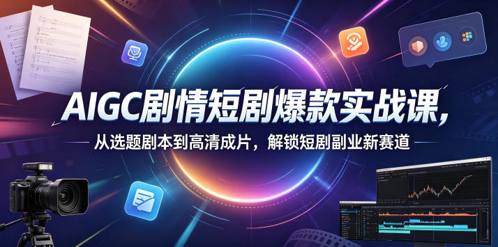 AIGC剧情短剧爆款实战课，从选题剧本到高清成片，解锁短剧副业新赛道(更新0906)网络赚钱,项目资源网,副业资源网,兼职项目,网赚课程-副业赚钱-互联网创业-独家轻创IP大圣网创