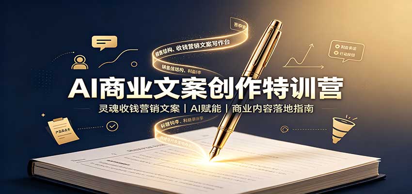 AI商业文案创作特训营:灵魂收钱营销文案,AI赋能,商业内容落地指南网络赚钱,项目资源网,副业资源网,兼职项目,网赚课程-副业赚钱-互联网创业-独家轻创IP大圣网创