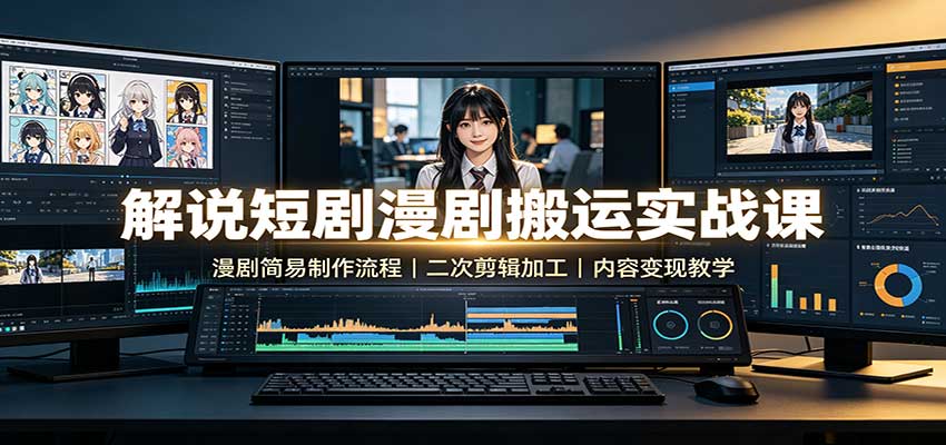 解说短剧漫剧搬运实战课:漫剧简易制作流程,二次剪辑加工,内容变现教学网络赚钱,项目资源网,副业资源网,兼职项目,网赚课程-副业赚钱-互联网创业-独家轻创IP大圣网创