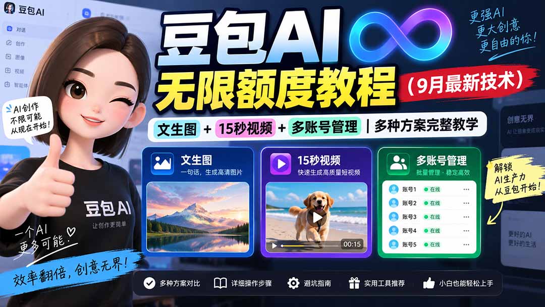 豆包AI无限额度教程(9月最新技术网络赚钱,项目资源网,副业资源网,兼职项目,网赚课程-副业赚钱-互联网创业-独家轻创IP大圣网创