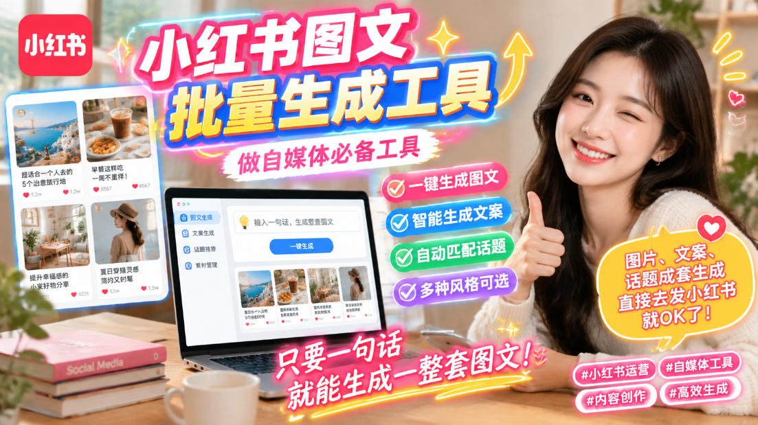小红书图文批量生成工具,话题、文案、配图一键生成,直接发布,做自媒体必备工具网络赚钱,项目资源网,副业资源网,兼职项目,网赚课程-副业赚钱-互联网创业-独家轻创IP大圣网创