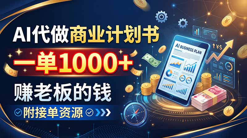 AI代做商业计划书,一单1000+,赚老板的钱,附接单资源网络赚钱,项目资源网,副业资源网,兼职项目,网赚课程-副业赚钱-互联网创业-独家轻创IP大圣网创