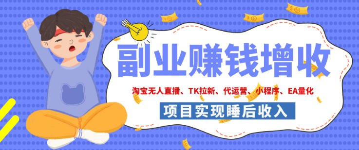 2026年多个真实落地副业项目,手把手带你搭建被动收入管道(淘宝无人直播、海外TK拉新、最新最全代运营、CSGO饰品交易、EA黄金量化、去水印小程序……)【揭秘】网络赚钱,项目资源网,副业资源网,兼职项目,网赚课程-副业赚钱-互联网创业-独家轻创IP大圣网创