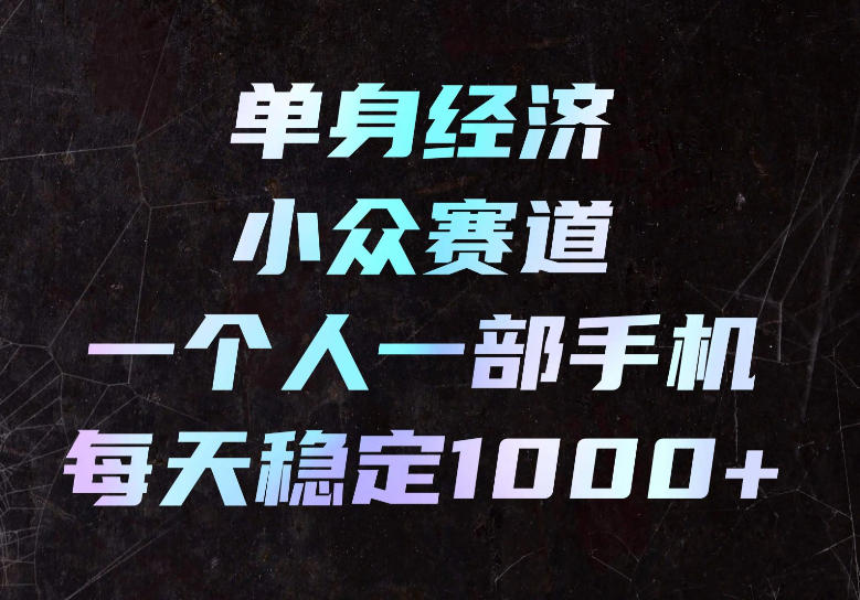 单身经济小众赛道,一个人一部手机,每天稳定1000+,长期可持续的赛道【揭秘】网络赚钱,项目资源网,副业资源网,兼职项目,网赚课程-副业赚钱-互联网创业-独家轻创IP大圣网创