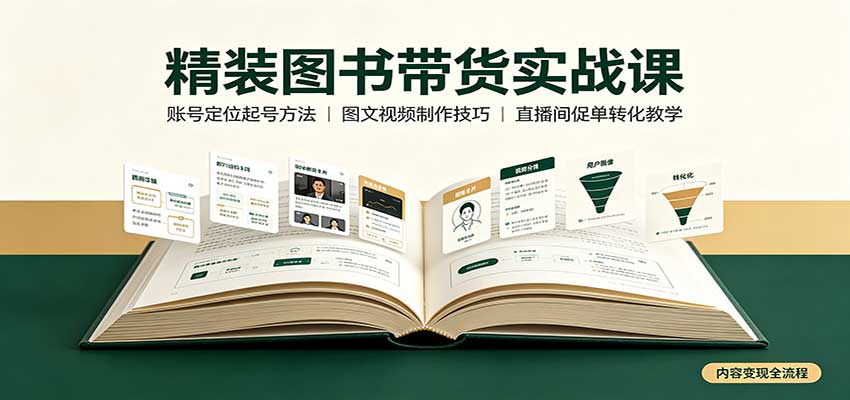 精装图书带货实战课：账号定位起号方法，图文视频制作，促单转化教学网络赚钱,项目资源网,副业资源网,兼职项目,网赚课程-副业赚钱-互联网创业-独家轻创IP大圣网创