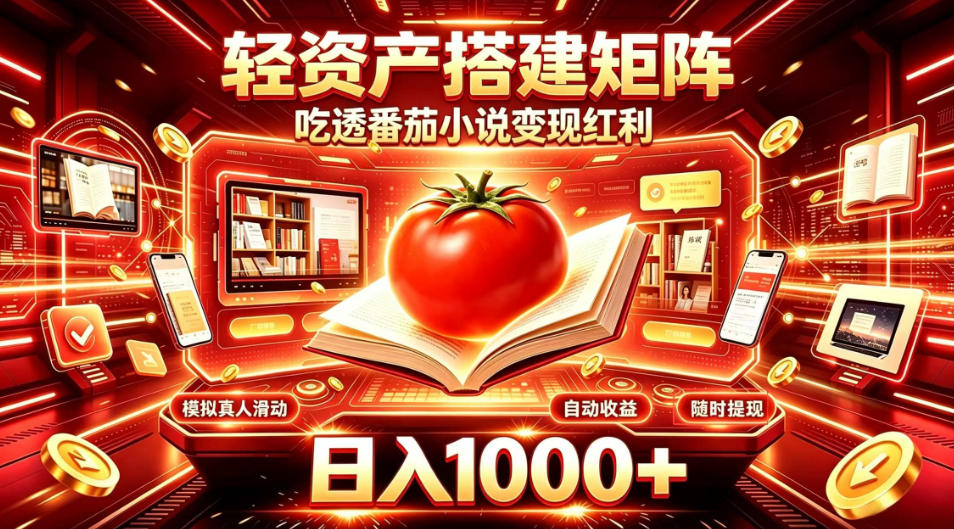 轻资产搭建矩阵,吃透番茄小说变现红利,日入1000+,支持无限矩阵放大【揭秘】网络赚钱,项目资源网,副业资源网,兼职项目,网赚课程-副业赚钱-互联网创业-独家轻创IP大圣网创
