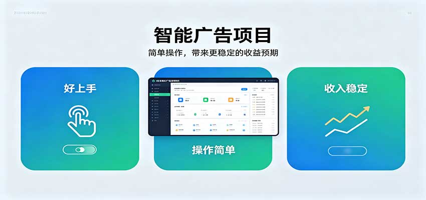 智能广告挂机项目，操作简单上手快，收益稳定可持续。稳定日入300+网络赚钱,项目资源网,副业资源网,兼职项目,网赚课程-副业赚钱-互联网创业-独家轻创IP大圣网创