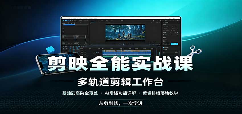 剪映全能实战课:基础到高阶全覆盖,AI增强功能,剪辑排错落地教学网络赚钱,项目资源网,副业资源网,兼职项目,网赚课程-副业赚钱-互联网创业-独家轻创IP大圣网创