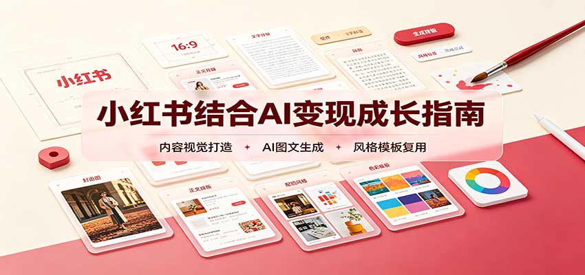 小红书结合AI变现成长指南:账号精准定位,内容视觉打造,搭建可复制流量获客体系网络赚钱,项目资源网,副业资源网,兼职项目,网赚课程-副业赚钱-互联网创业-独家轻创IP大圣网创