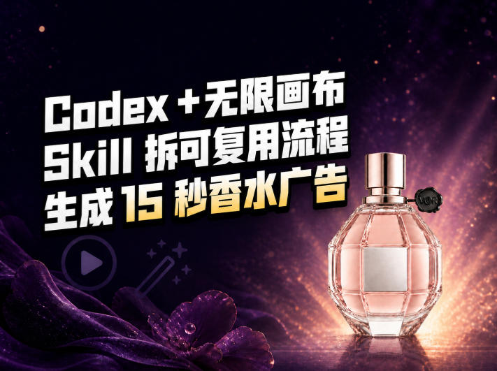 我把Amazon香水视频拆成Codex Skill:无限画布负责最后15秒网络赚钱,项目资源网,副业资源网,兼职项目,网赚课程-副业赚钱-互联网创业-独家轻创IP大圣网创