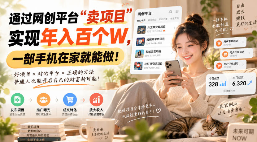 靠卖网创项目变现，一年拿下百万收益！一台手机就能操作！网络赚钱,项目资源网,副业资源网,兼职项目,网赚课程-副业赚钱-互联网创业-独家轻创IP大圣网创