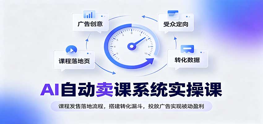 AI自动卖课系统实操课：课程发售落地流程，搭建转化漏斗，投放广告实现被动盈利网络赚钱,项目资源网,副业资源网,兼职项目,网赚课程-副业赚钱-互联网创业-独家轻创IP大圣网创