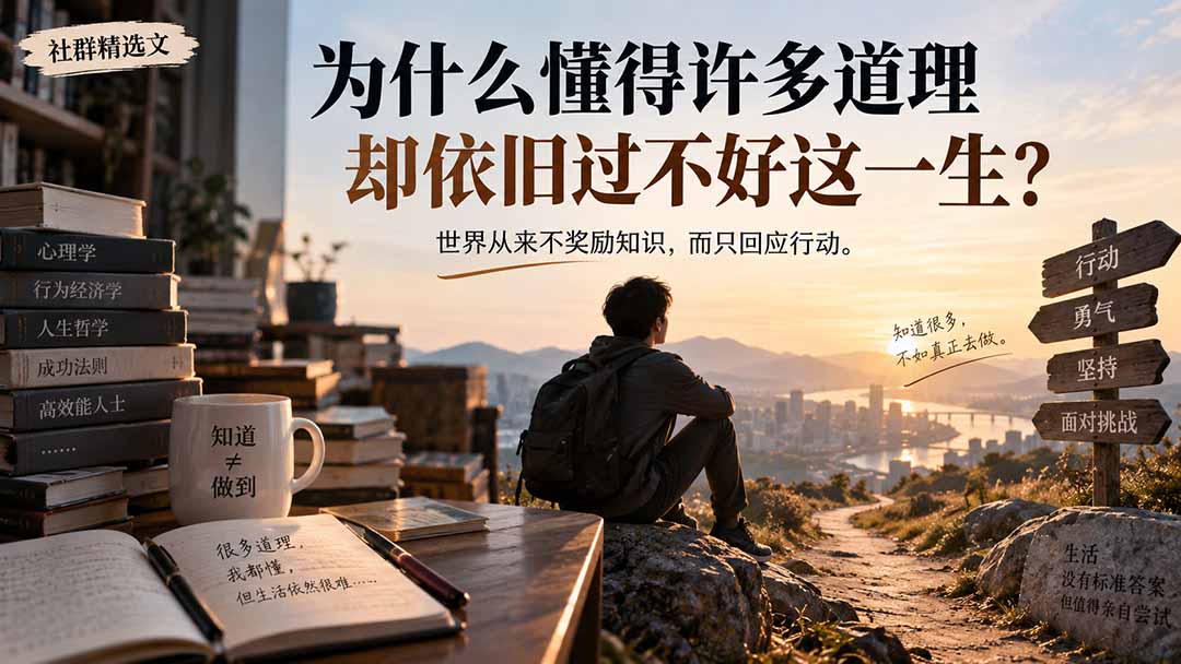 社群精选文:为什么懂得许多道理却依旧过不好这一生?网络赚钱,项目资源网,副业资源网,兼职项目,网赚课程-副业赚钱-互联网创业-独家轻创IP大圣网创