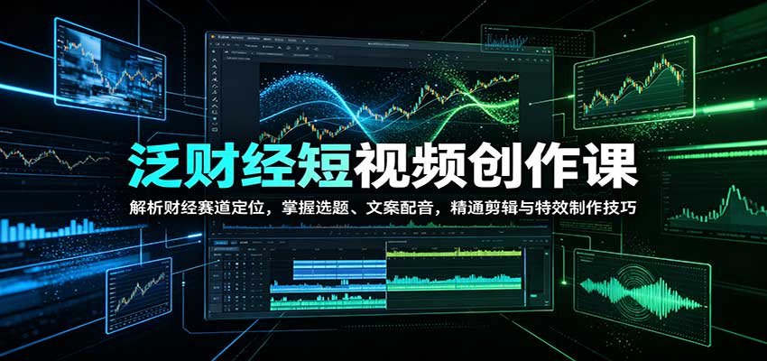 泛财经短视频创作课：解析财经赛道定位，掌握选题、文案配音，精通剪辑与特效制作技巧网络赚钱,项目资源网,副业资源网,兼职项目,网赚课程-副业赚钱-互联网创业-独家轻创IP大圣网创