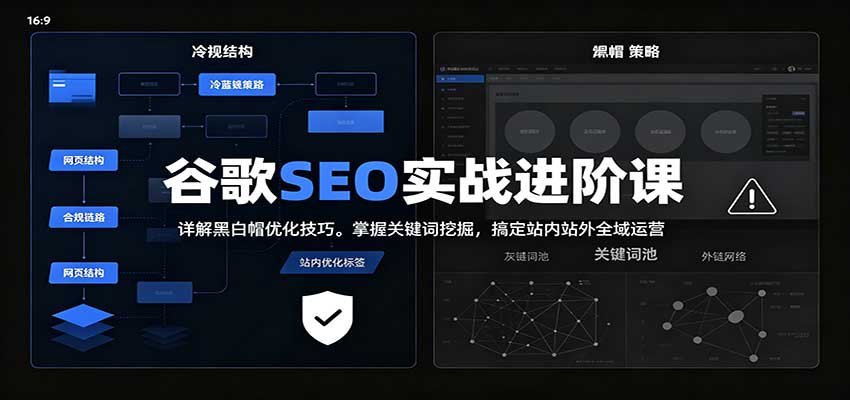 2026谷歌SEO实战进阶课：详解黑白帽优化技巧，掌握关键词挖掘，搞定站内站外全域运营网络赚钱,项目资源网,副业资源网,兼职项目,网赚课程-副业赚钱-互联网创业-独家轻创IP大圣网创