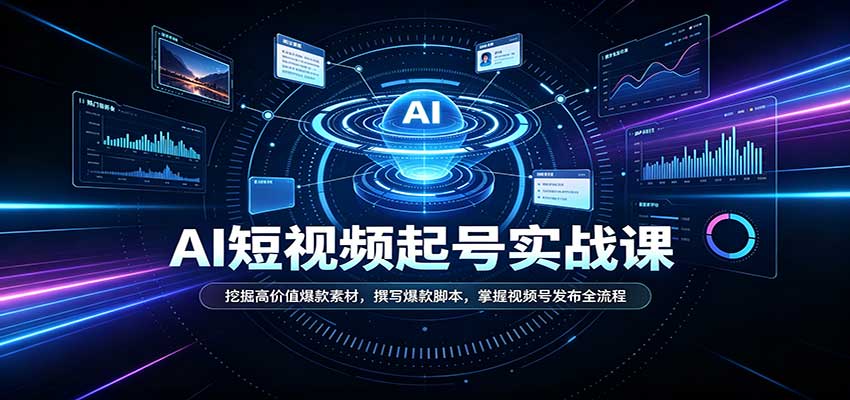 短视频AI起号实战课:挖掘高价值爆款素材,撰写爆款脚本,掌握视频号发布全流程网络赚钱,项目资源网,副业资源网,兼职项目,网赚课程-副业赚钱-互联网创业-独家轻创IP大圣网创