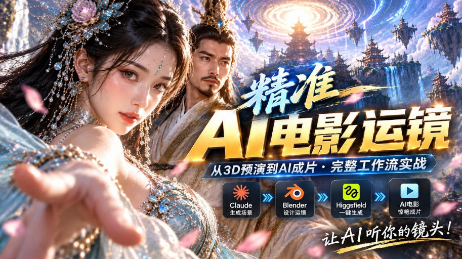 AI视频终于能精准运镜了！Claude+Blender+Higgsfield免费插件实测网络赚钱,项目资源网,副业资源网,兼职项目,网赚课程-副业赚钱-互联网创业-独家轻创IP大圣网创