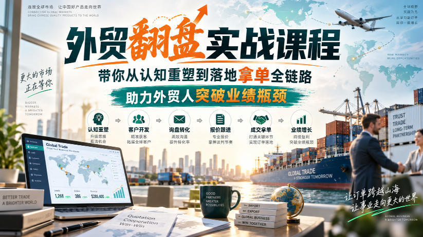 外贸翻盘实战课程，带你从认知重塑到落地拿单全链路，助力外贸人突破业绩瓶颈网络赚钱,项目资源网,副业资源网,兼职项目,网赚课程-副业赚钱-互联网创业-独家轻创IP大圣网创
