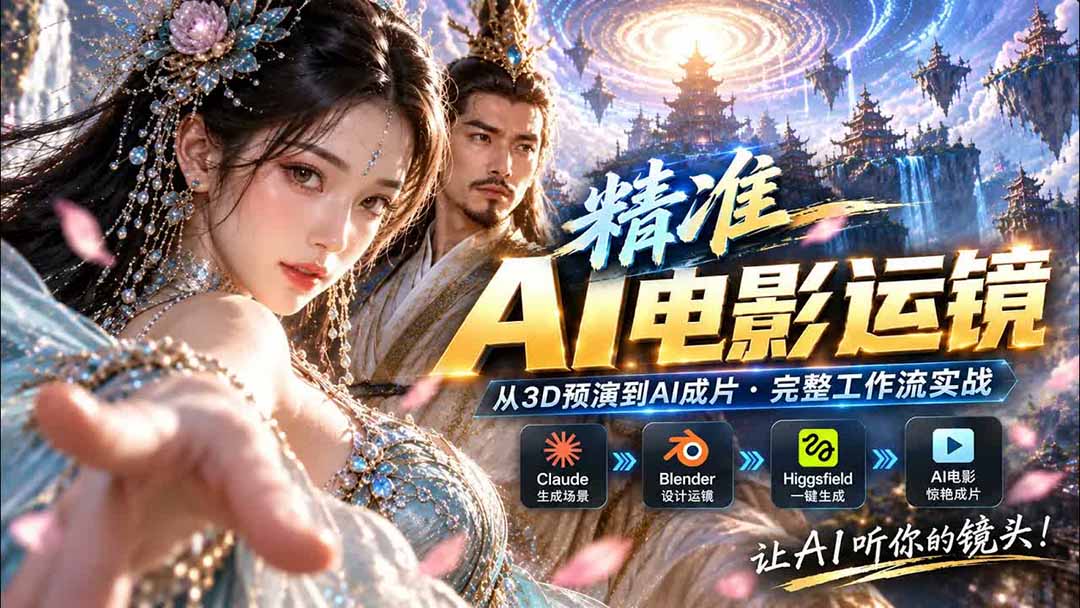 AI视频终于能精准运镜了!Claude + Blender + Higgsfield 免费插件实测网络赚钱,项目资源网,副业资源网,兼职项目,网赚课程-副业赚钱-互联网创业-独家轻创IP大圣网创