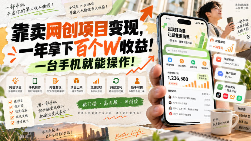 网创小程序虚拟资料变现,一年拿下百万收益,一部手机就可以做,0成本变现副业!网络赚钱,项目资源网,副业资源网,兼职项目,网赚课程-副业赚钱-互联网创业-独家轻创IP大圣网创