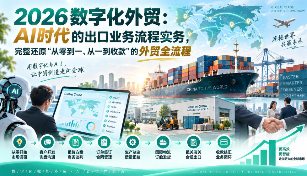 2026数字化外贸：AI时代的出口业务流程实务，完整还原”从零到一、从一到收款”的外贸全流程网络赚钱,项目资源网,副业资源网,兼职项目,网赚课程-副业赚钱-互联网创业-独家轻创IP大圣网创