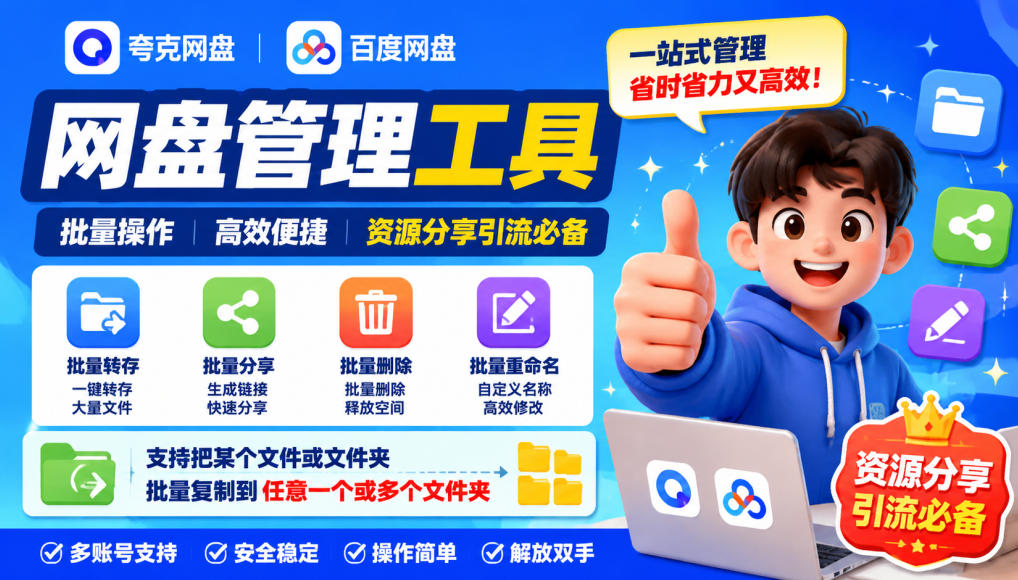 夸克网盘批量文件重命名，批量转存、批量分享、批量复制，内置AI功能网络赚钱,项目资源网,副业资源网,兼职项目,网赚课程-副业赚钱-互联网创业-独家轻创IP大圣网创