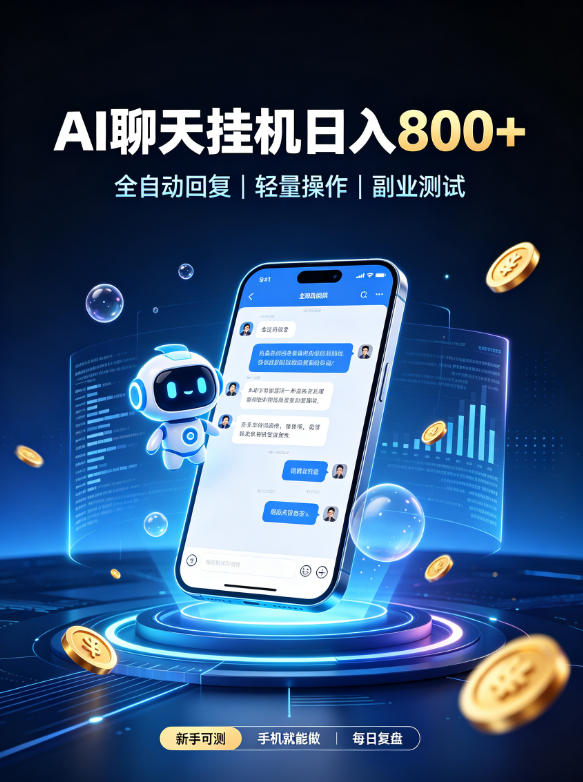 AI聊天挂G项目，日入800➕，全自动操作，适用个人副业，支持工作室矩阵操作【揭秘】网络赚钱,项目资源网,副业资源网,兼职项目,网赚课程-副业赚钱-互联网创业-独家轻创IP大圣网创
