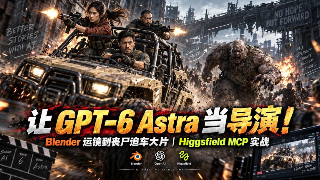 让GPT-6 Astra当导演!Blender运镜到丧尸追车大片|Higgsfield MCP实战网络赚钱,项目资源网,副业资源网,兼职项目,网赚课程-副业赚钱-互联网创业-独家轻创IP大圣网创