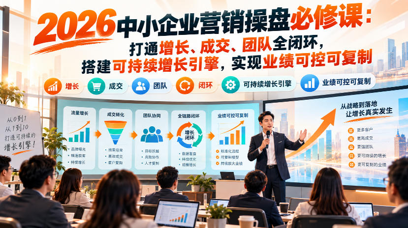 2026中小企业营销操盘必修课：打通增长、成交、团队全闭环，搭建可持续增长引擎，实现业绩可控可复制网络赚钱,项目资源网,副业资源网,兼职项目,网赚课程-副业赚钱-互联网创业-独家轻创IP大圣网创