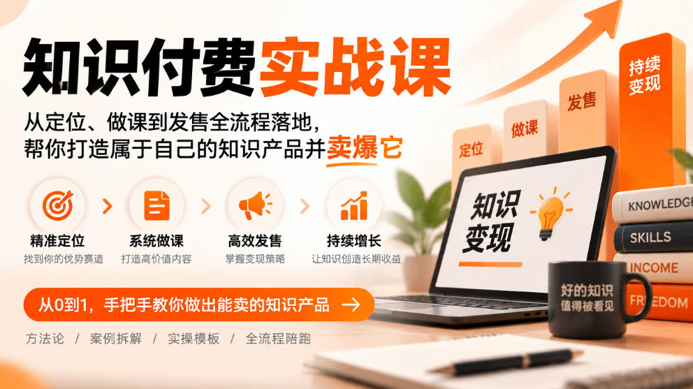 知识付费实战课：从定位、做课到发售全流程落地，帮你打造属于自己的知识产品并卖爆它网络赚钱,项目资源网,副业资源网,兼职项目,网赚课程-副业赚钱-互联网创业-独家轻创IP大圣网创