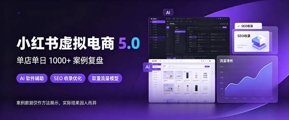 小红书虚拟电商5.0，单店单日1000+，AI软件+SEO收录，双重流量稳定出单【揭秘】网络赚钱,项目资源网,副业资源网,兼职项目,网赚课程-副业赚钱-互联网创业-独家轻创IP大圣网创