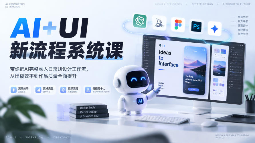 【无水印】AI+UI新流程系统课,带你把AI完整融入日常UI设计工作流,从出稿效率到作品质量全面提升(2026第4期)网络赚钱,项目资源网,副业资源网,兼职项目,网赚课程-副业赚钱-互联网创业-独家轻创IP大圣网创