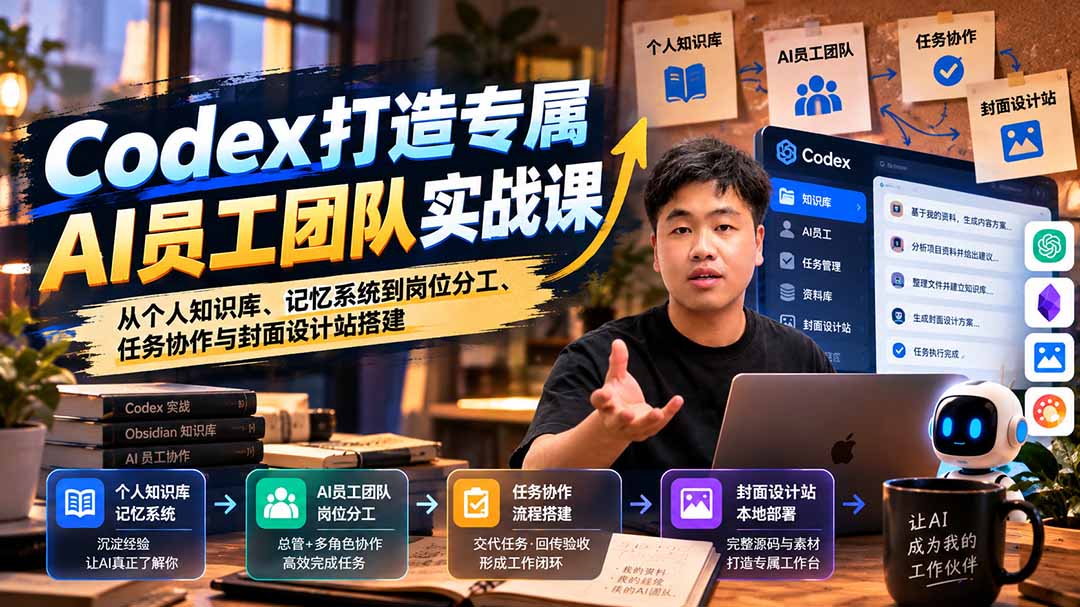 【无水印】Codex打造专属AI员工团队实战课：从个人知识库、记忆系统到岗位分工、任务协作与封面设计站搭建网络赚钱,项目资源网,副业资源网,兼职项目,网赚课程-副业赚钱-互联网创业-独家轻创IP大圣网创