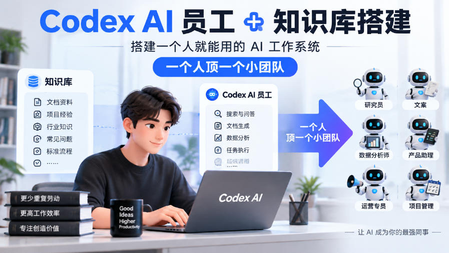 Codex AI员工+知识库搭建，搭建一个人就能用的AI工作系统，一个人顶一个小团队网络赚钱,项目资源网,副业资源网,兼职项目,网赚课程-副业赚钱-互联网创业-独家轻创IP大圣网创