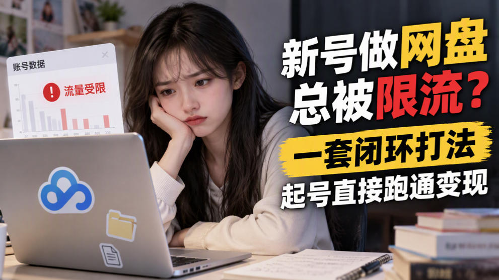 新号做网盘总被限流？一套闭环打法，起号直接跑通变现网络赚钱,项目资源网,副业资源网,兼职项目,网赚课程-副业赚钱-互联网创业-独家轻创IP大圣网创