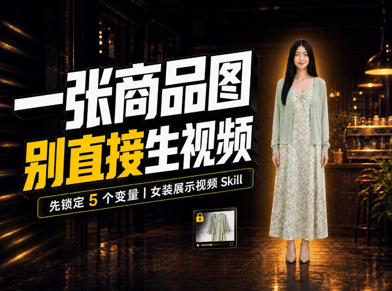女装AI视频总翻车？问题不在提示词，女装展示视频Skill先锁定5个变量！网络赚钱,项目资源网,副业资源网,兼职项目,网赚课程-副业赚钱-互联网创业-独家轻创IP大圣网创